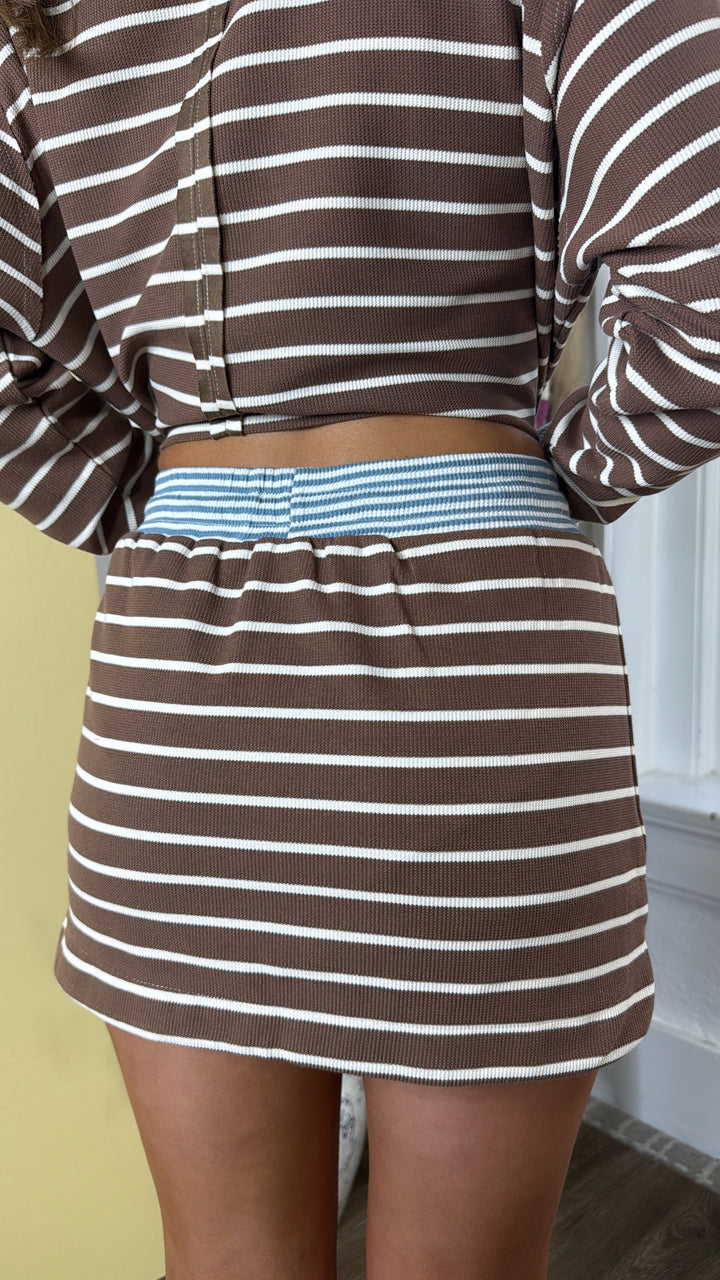 The Stripe Edit Two Piece Set, Mocha
