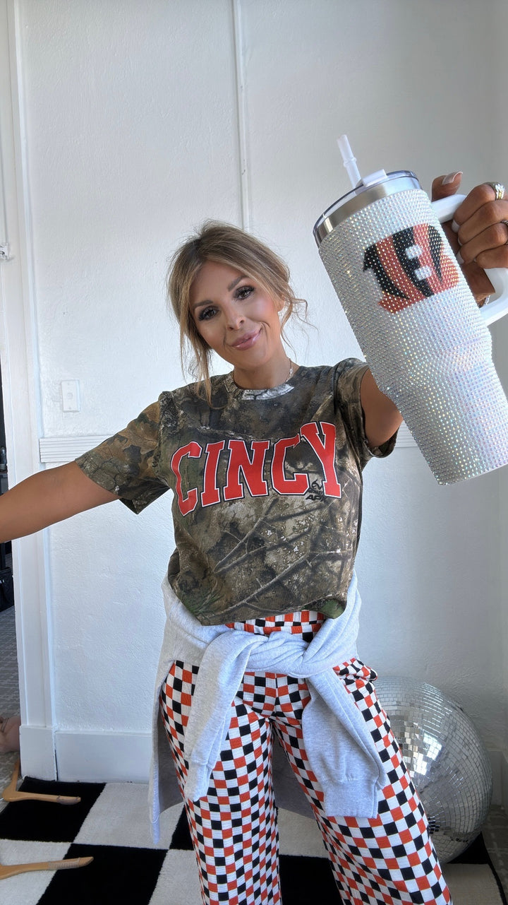 Camo Cincy Graphic Tee, Orange/Camo