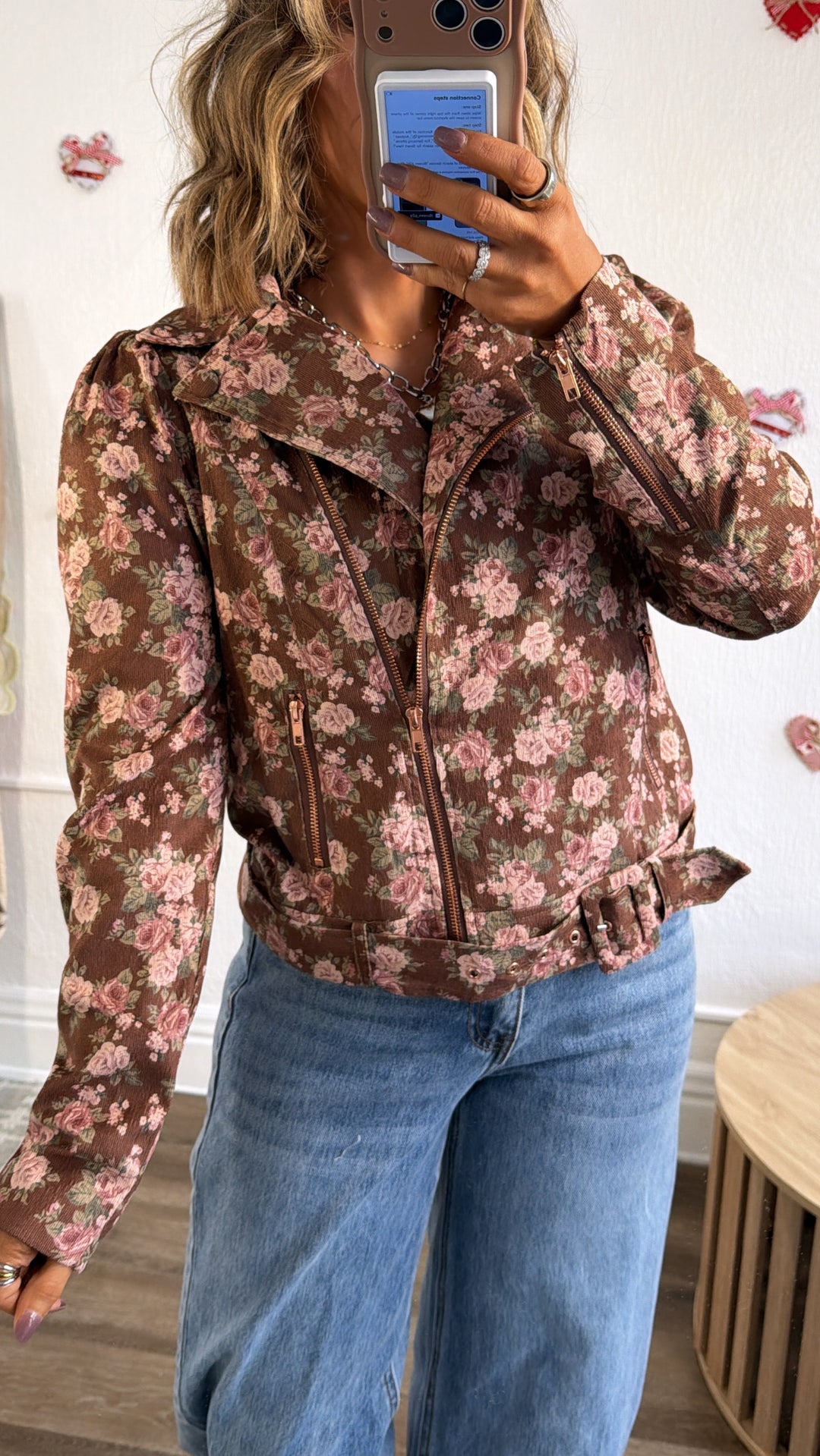 Bronze Blooms Blazer, Brown Combo