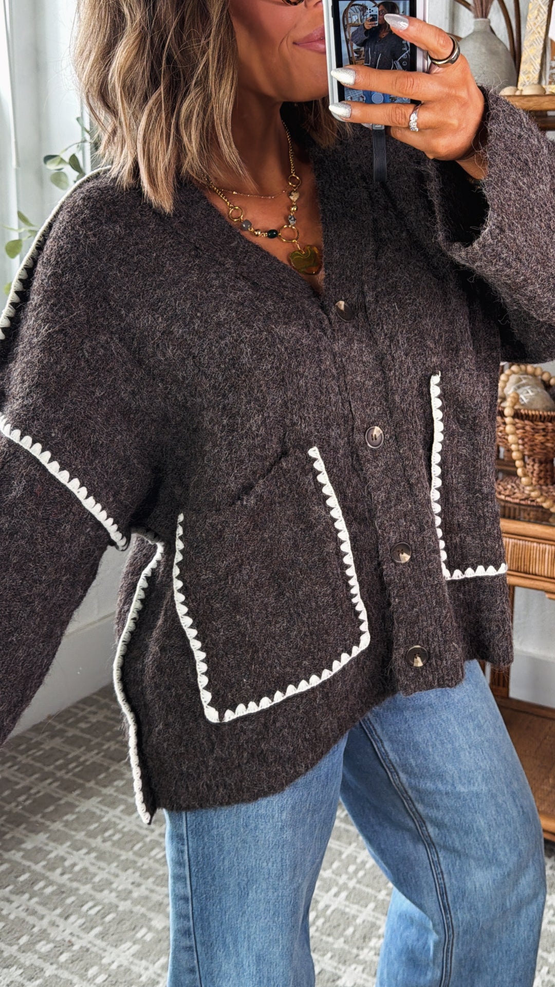 Rosewood Manor Cardigan, Dark Brown