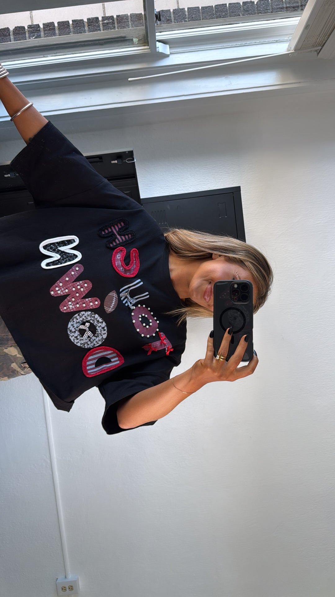 Touchdown Thread Graphic Top, Black