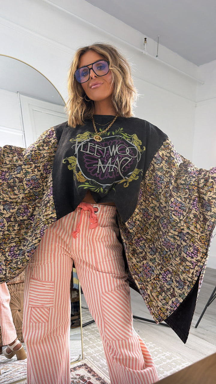 Silver Springs Poncho Top, Black