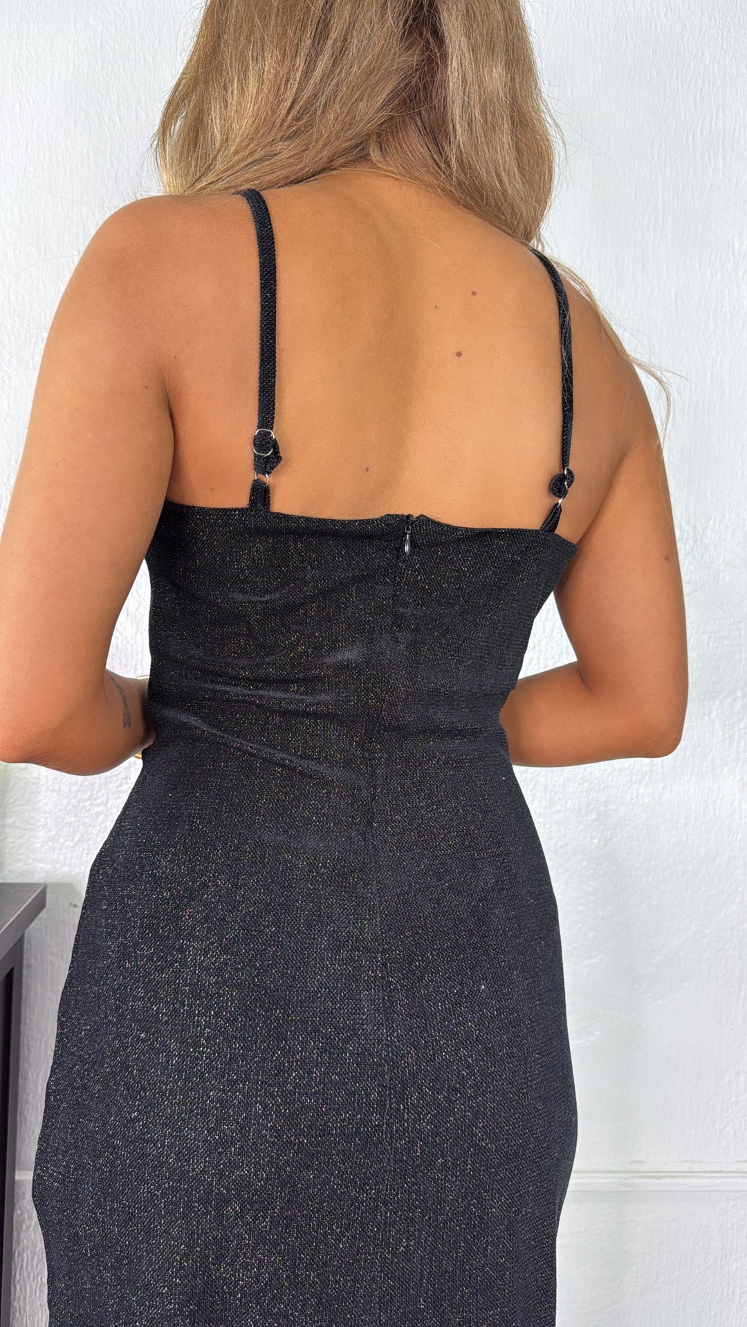 Velvet Shimmer Maxi Dress, Black