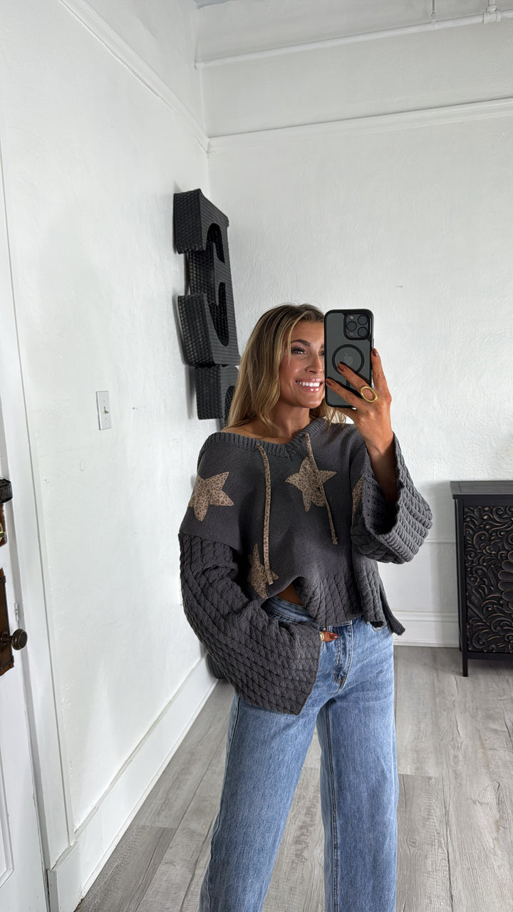 DOORBUSTER: POL Spotlight Star Pullover, Charcoal