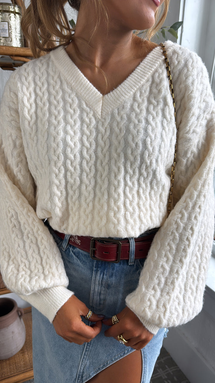 Woven Sands Sweater, Powder Cream