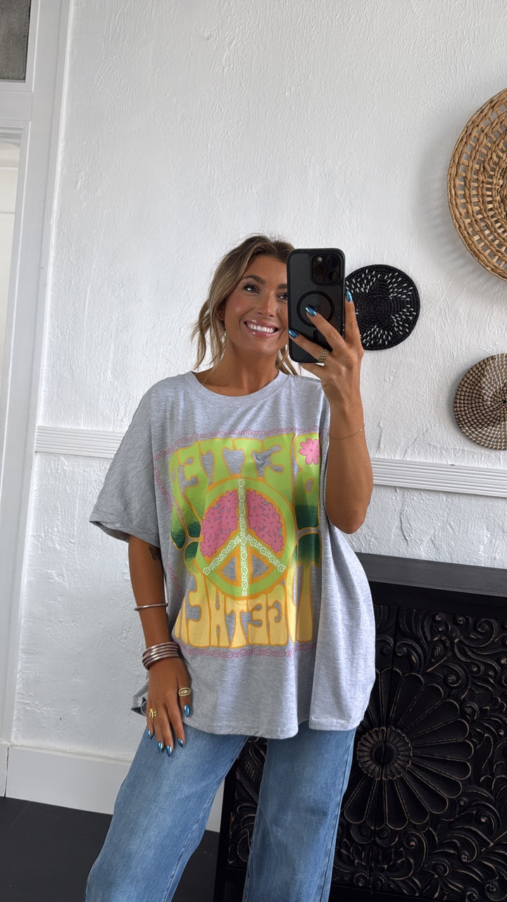 Peace & Better Together Graphic Tee, Light Grey