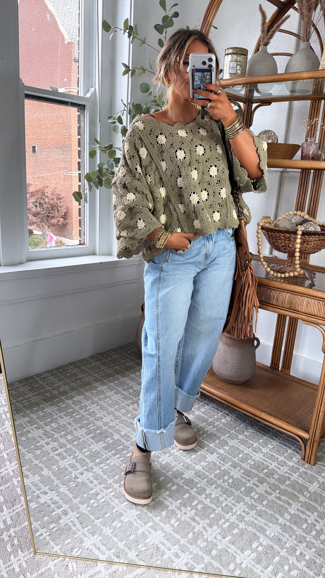 Emberlynn Knit Top, Olive/Almond