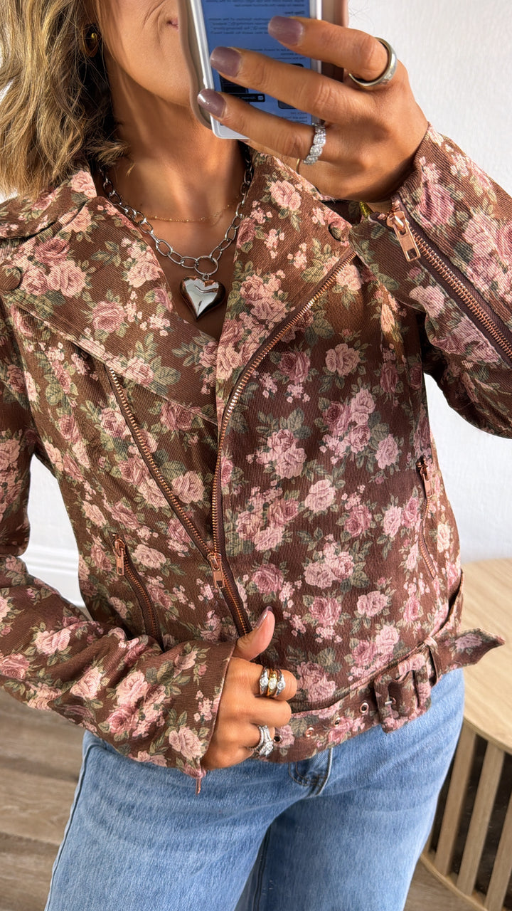 Bronze Blooms Blazer, Brown Combo