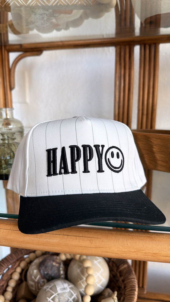 3D Happy Ball Cap, Black/White