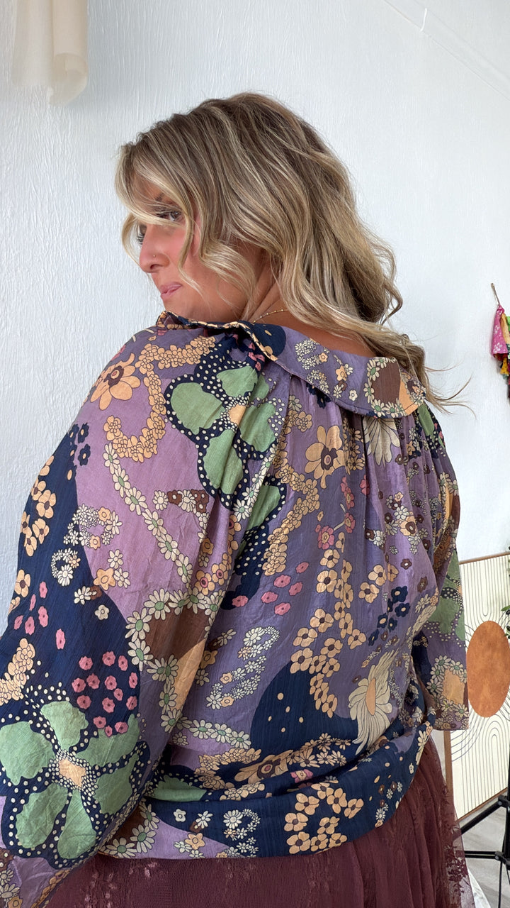 New Groove Floral Printed Top, Purple