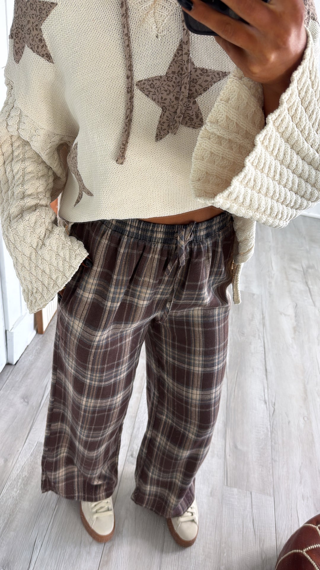 Soft Hazelnut Plaid Pants, Brown