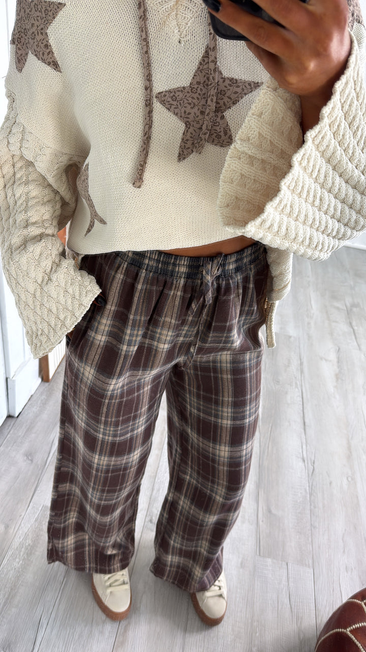 Soft Hazelnut Plaid Pants, Brown