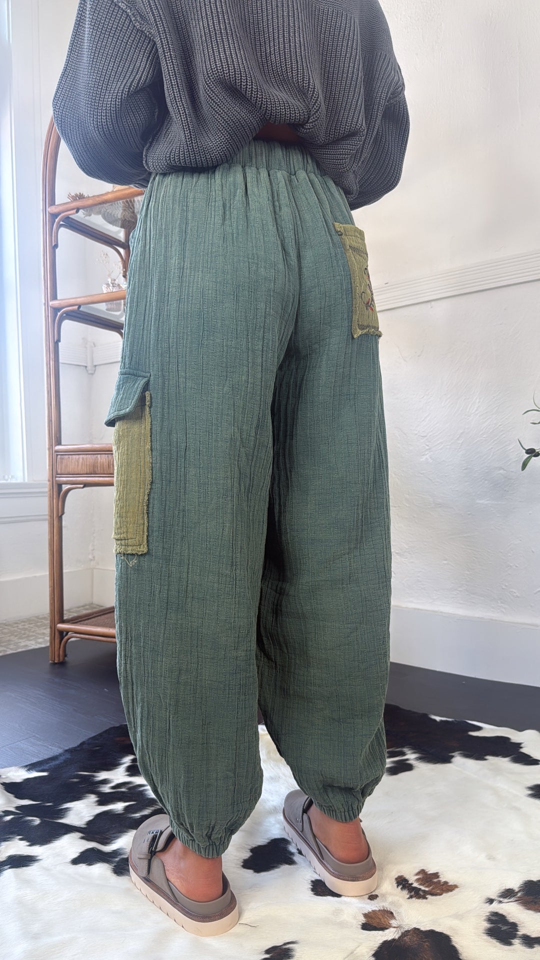 Terra Embroidered Jogger, Forest Teal