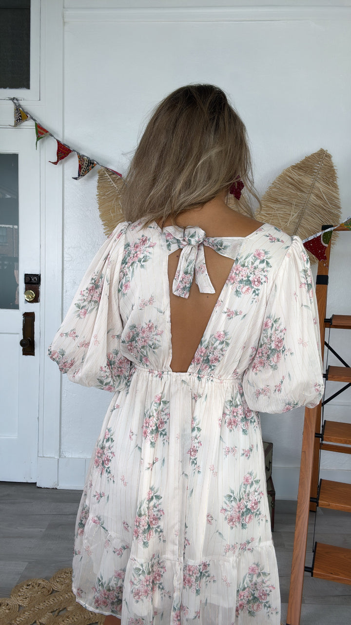 Dalia Floral Dress, Cream Multi