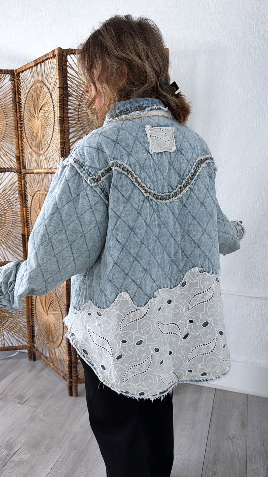 Wild Blooms Quilted Jacket, Denim