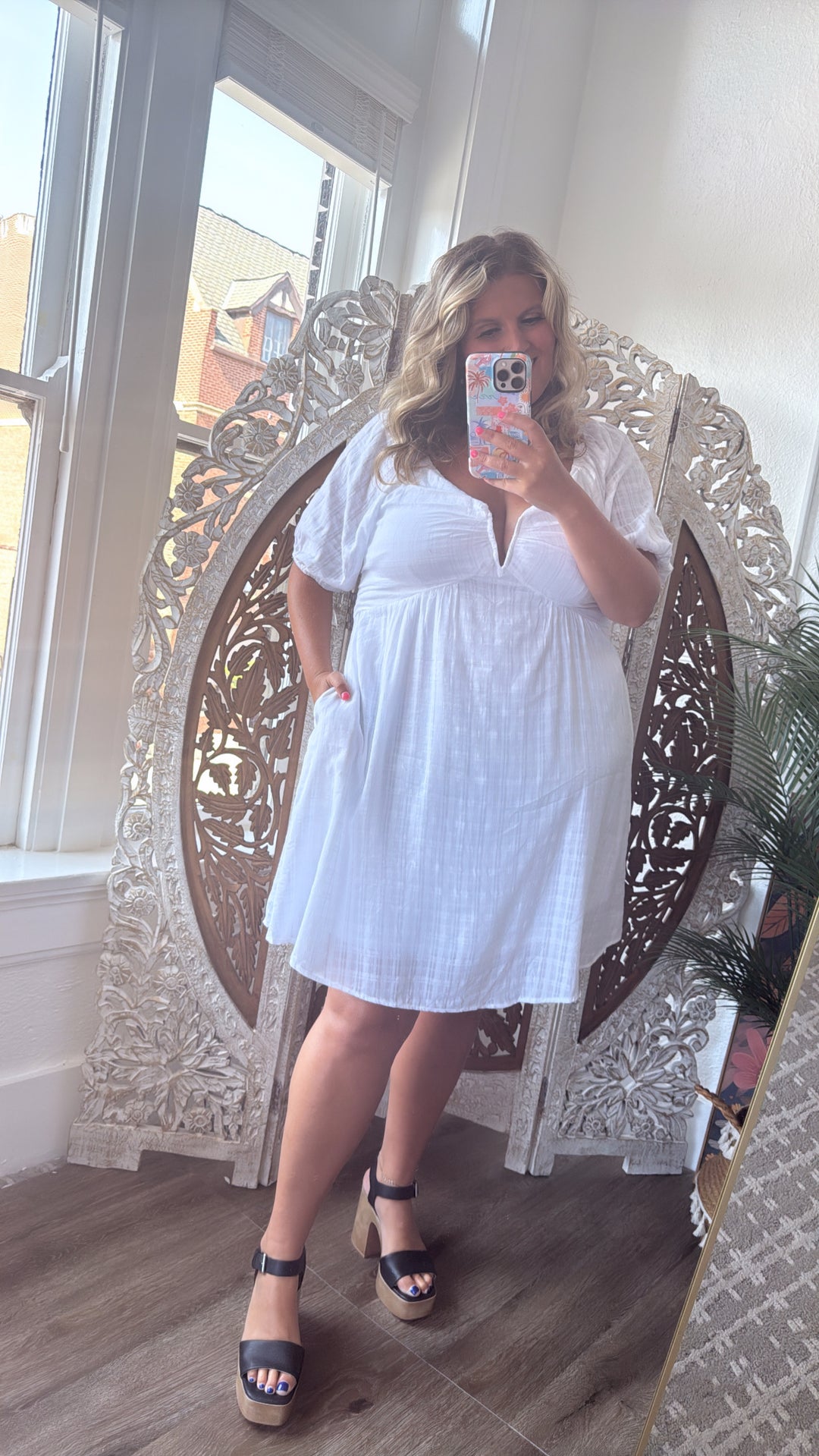 True Beauty Bubble Sleeve Mini Dress, White