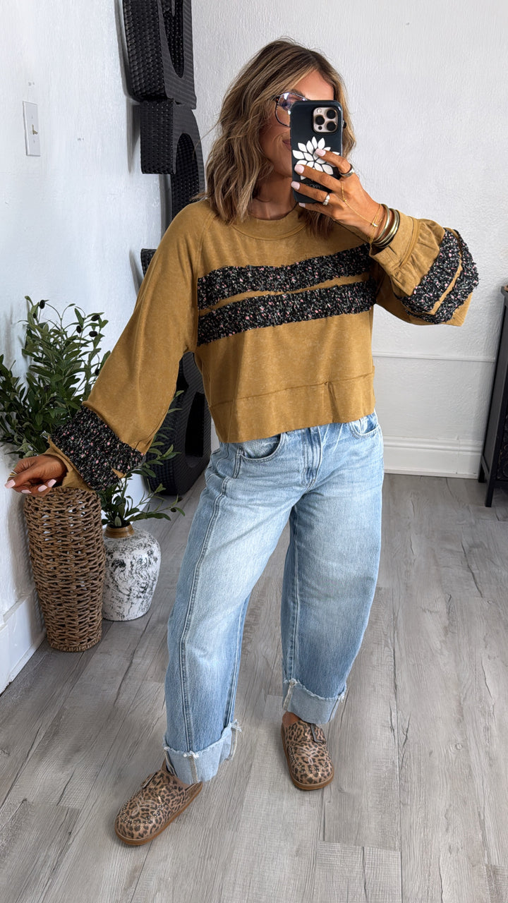 Lumora Long Sleeve Top, Rusted Ochre