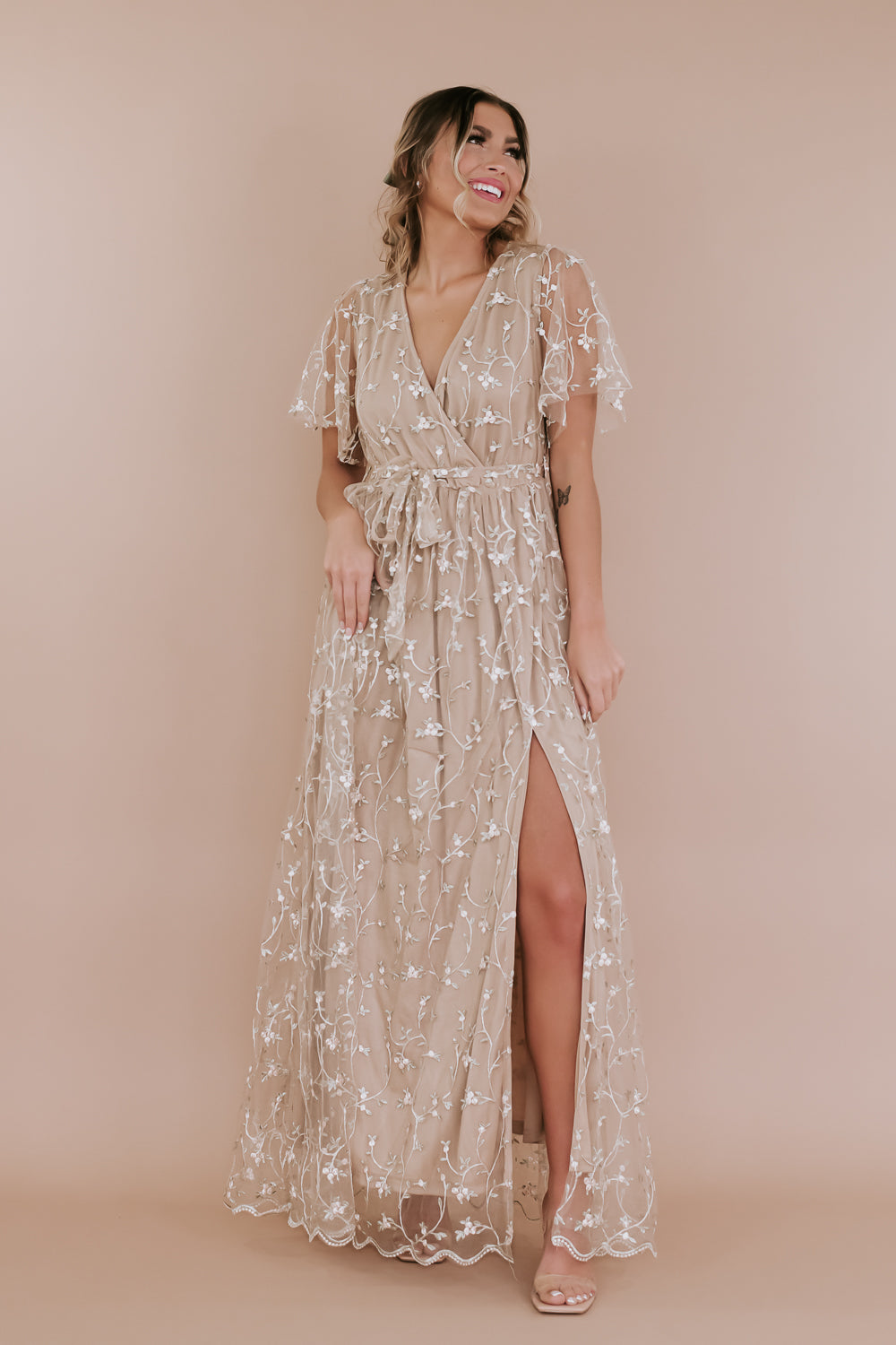 ECB Exclusive: Dreamy Floral Embroidered Maxi Dress