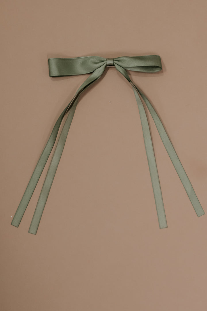 Dainty Bow Clip, Olive