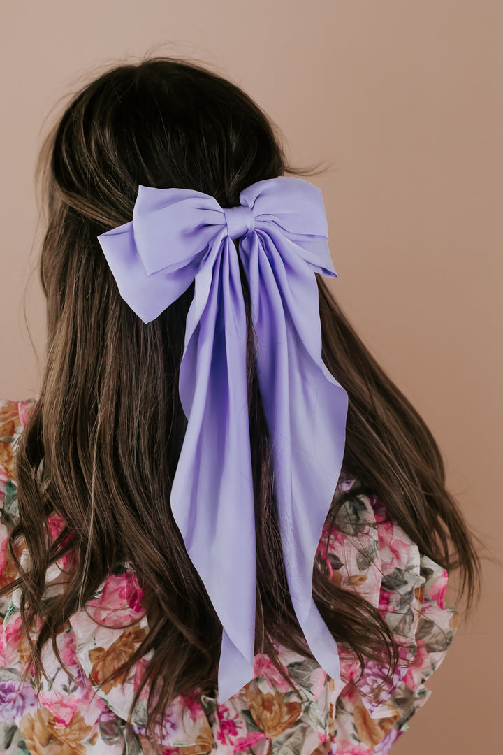 Silk Hair Bow, Purple