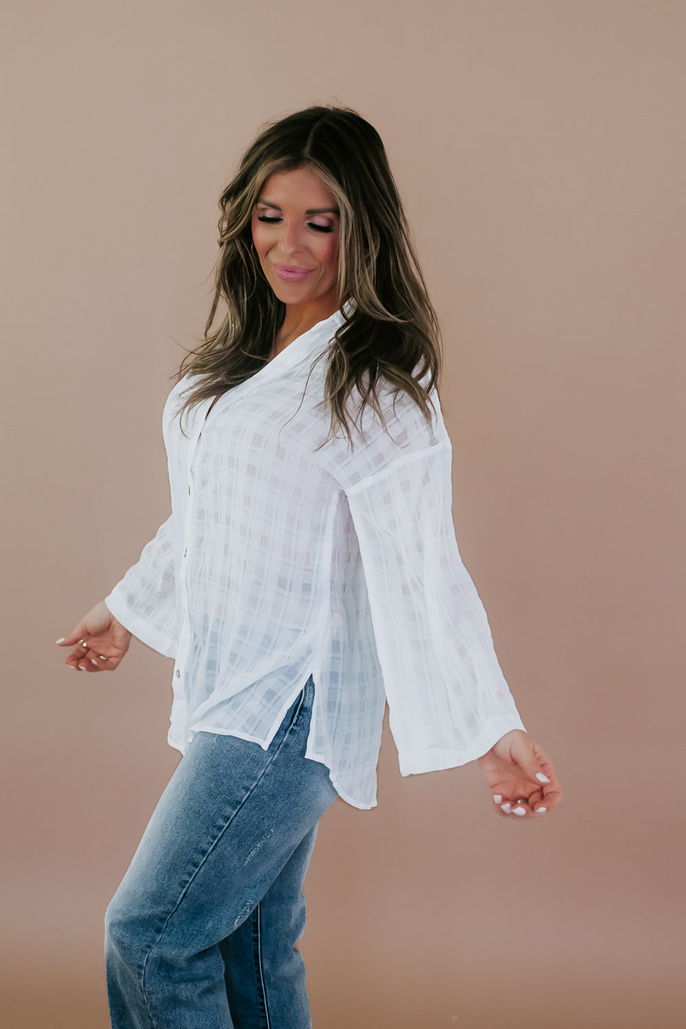 Life's A Breeze Button Up, White