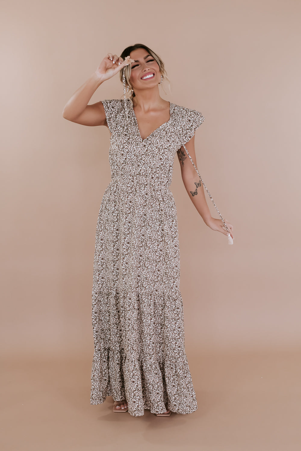 ECB Exclusive: Melody Floral Maxi Dress, Cream ECB Exclusive: Melody Floral Maxi Dress, Cream