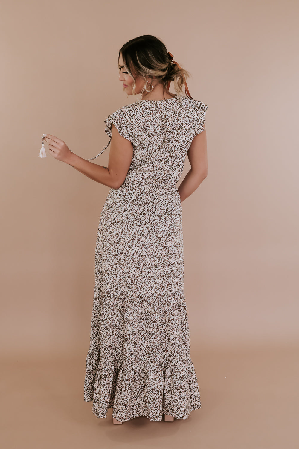 ECB Exclusive: Melody Floral Maxi Dress, Cream