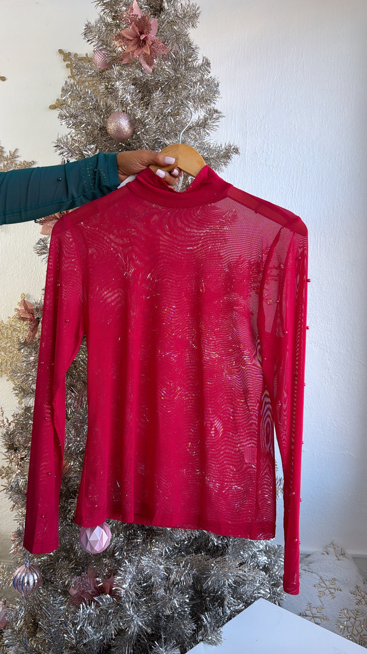 Pearl Mesh Under Layer, Red