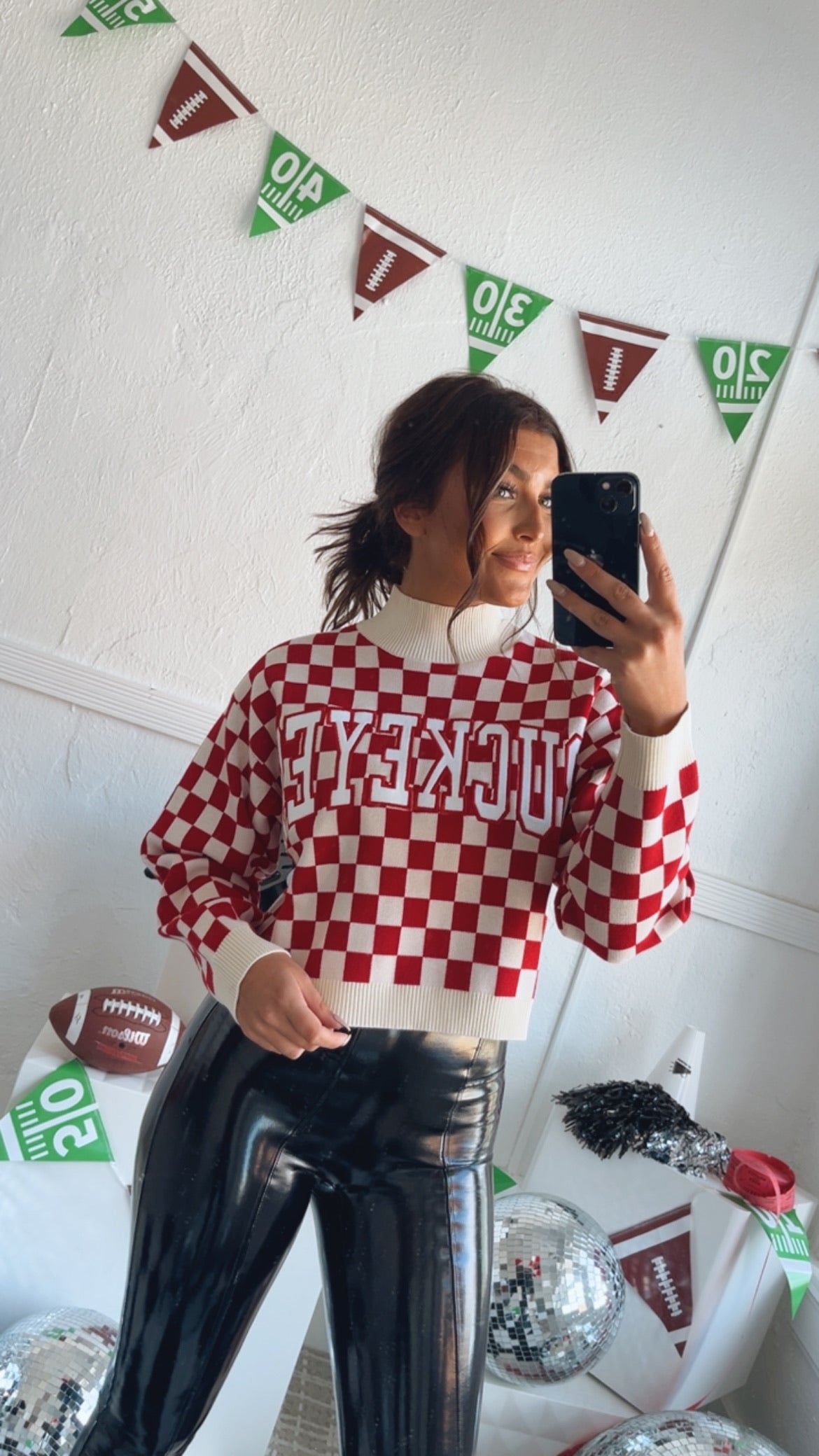 Ohio Checkered Mock Neck Sweater, Red – Everyday Chic Boutique