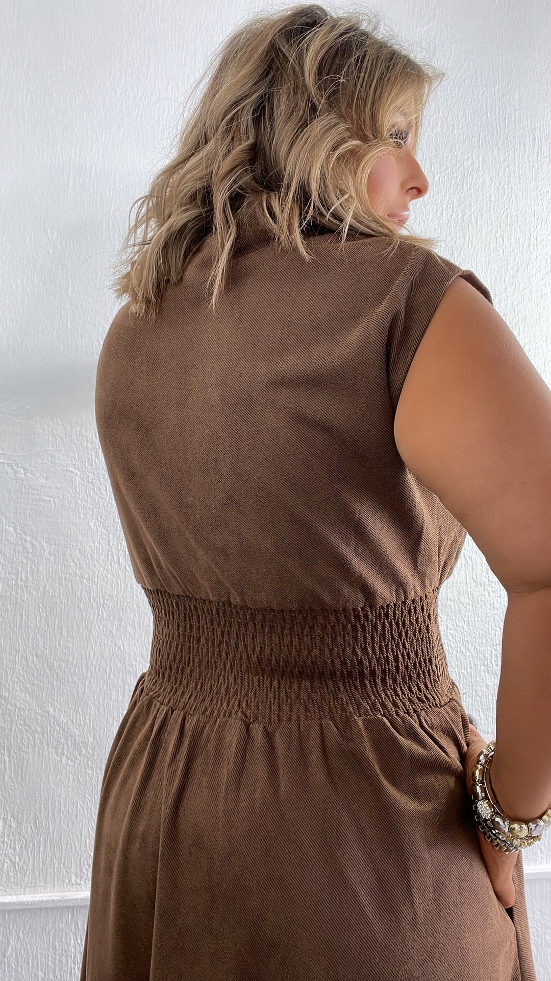 Sierra Suede Midi Dress, Brown