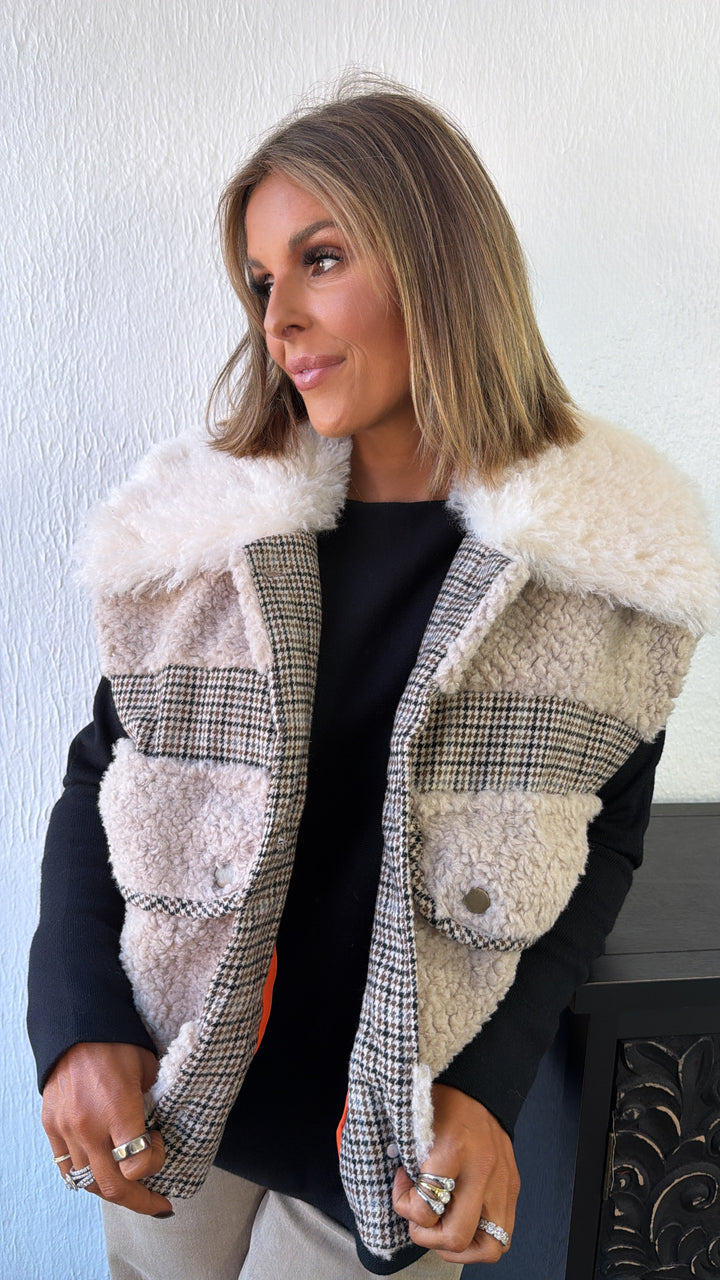 Mileigh Sherpa Vest, Tan