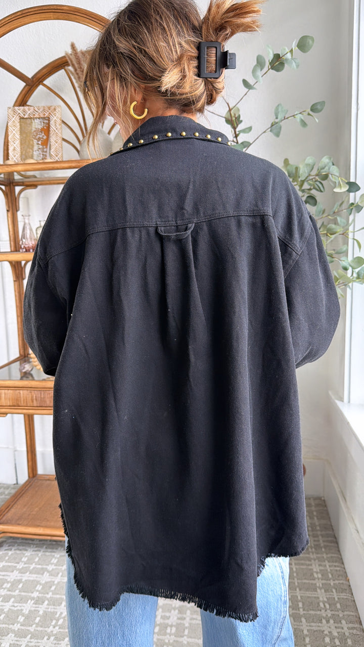 Bronco Bloom Button Up, Black Multi