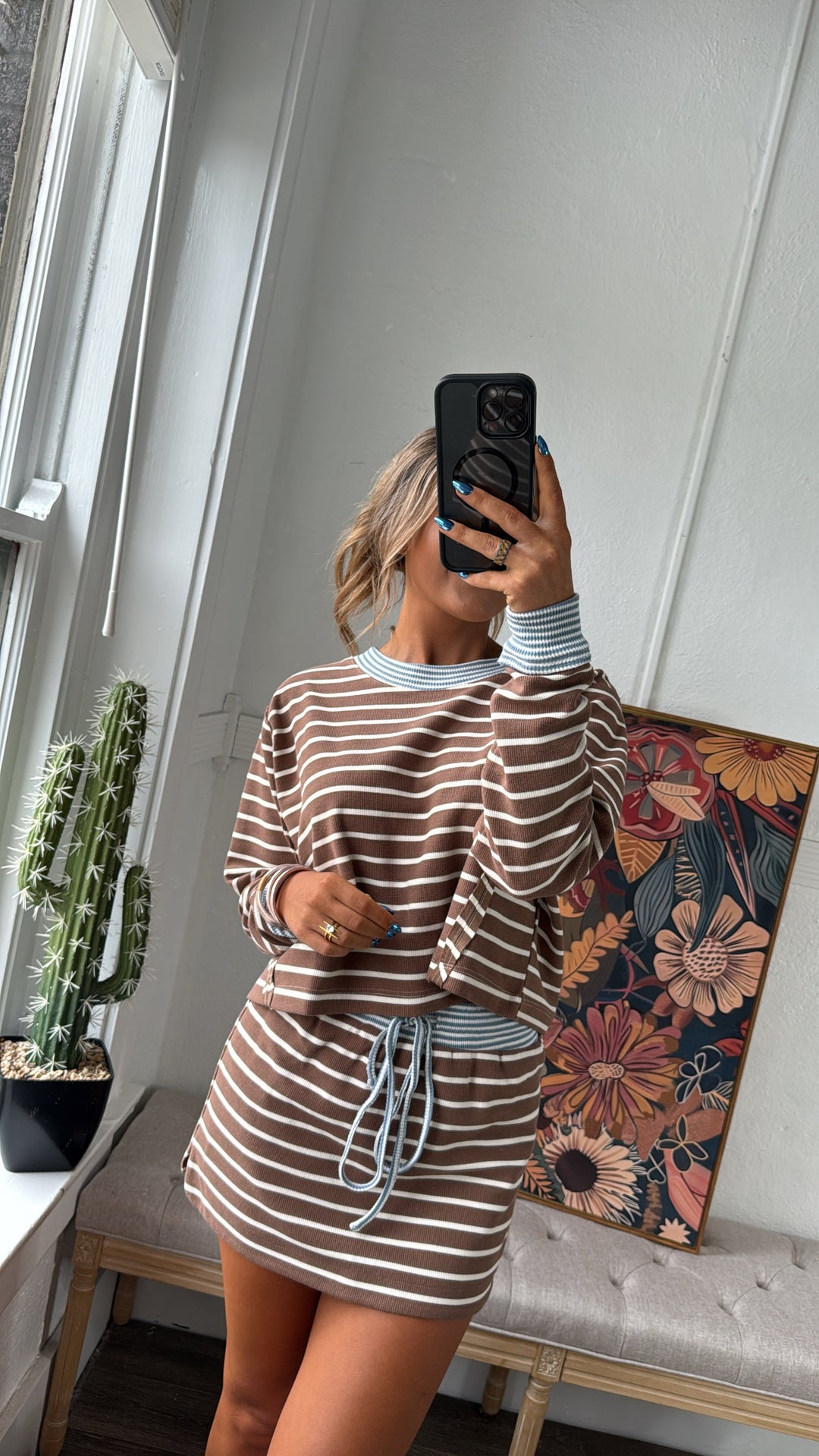 The Stripe Edit Two Piece Set, Mocha
