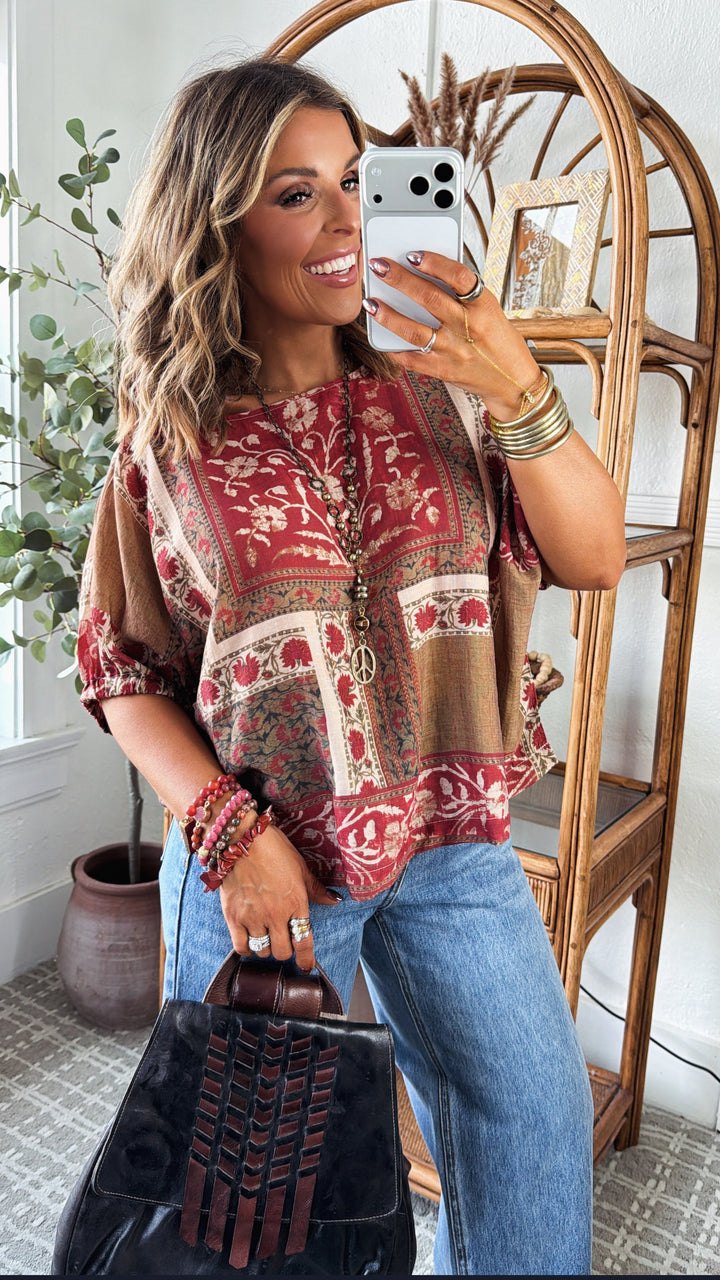 Redwood Muse Blouse, Antique Red