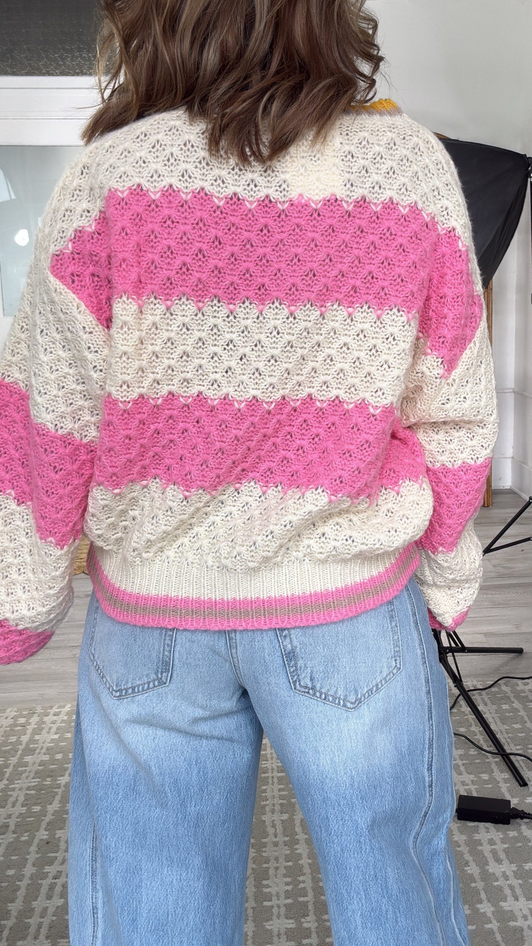 Sweetheart Stitch Sweater, Pink Stripe