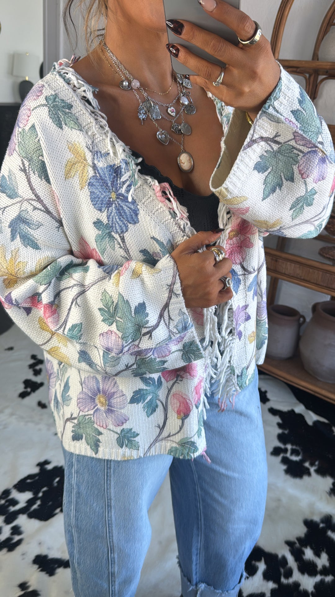 Watercolor Sunroom Cardigan, Cream