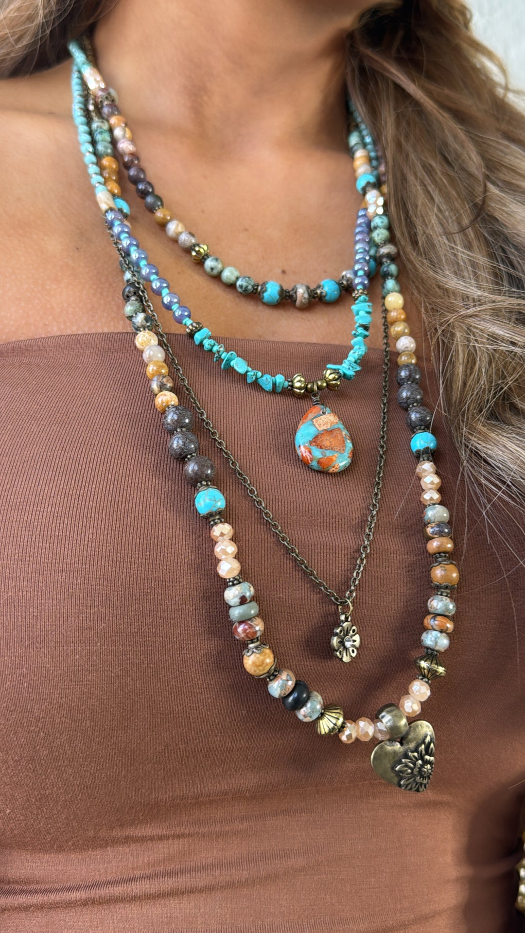 Sandstone Layered Necklace,Multi