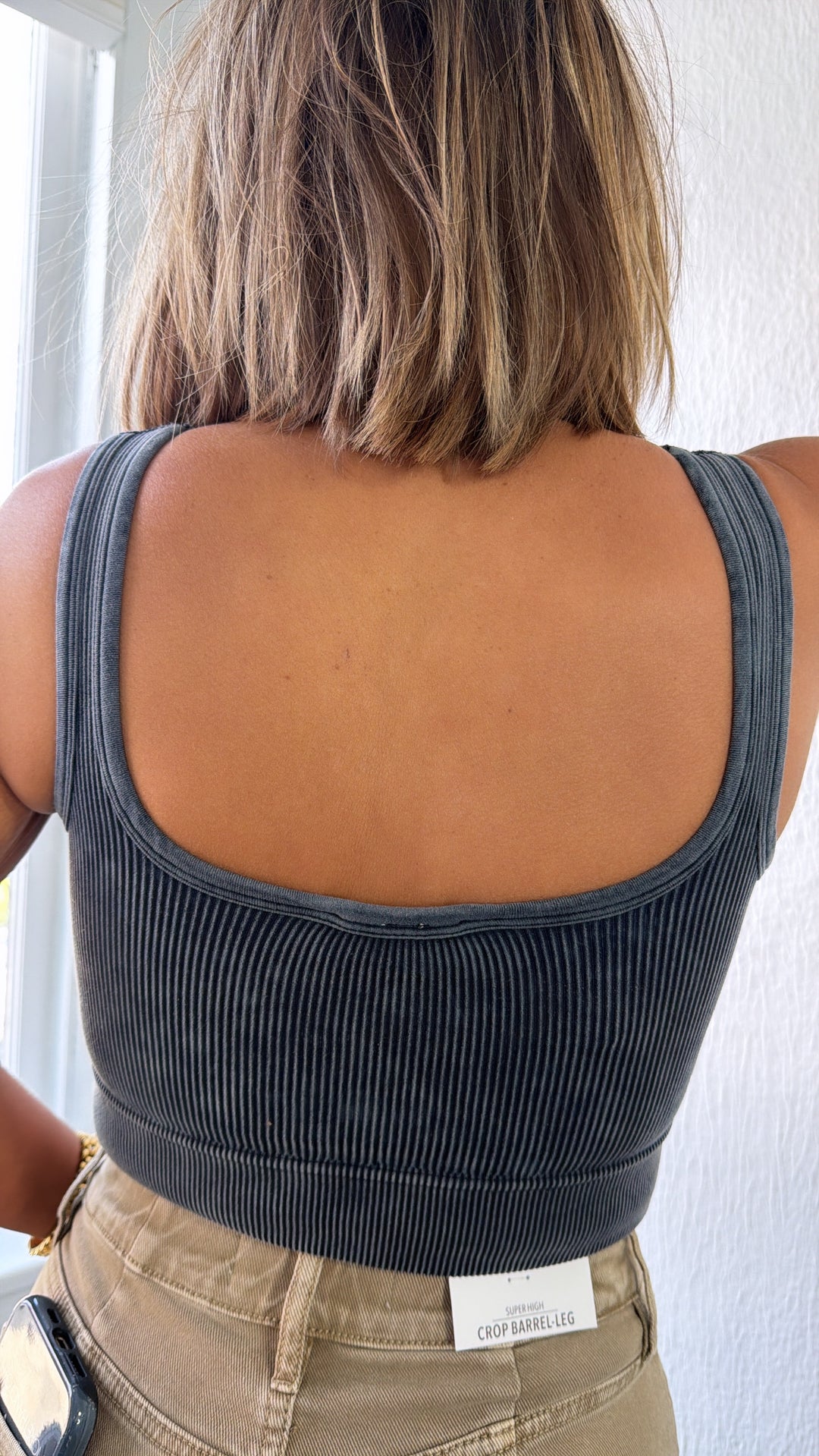 Essential Core Basic Padded Tank, Ash Black