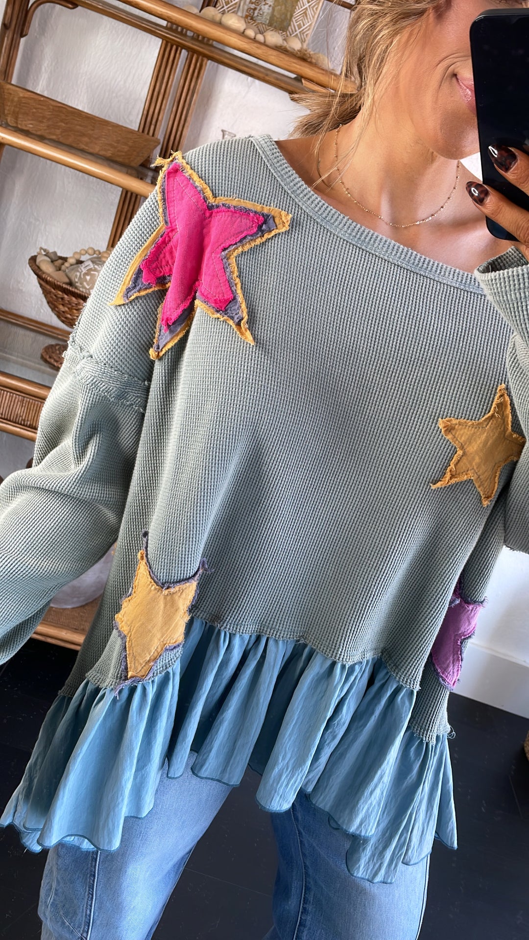 Starlight Dreams Top, Sage Blue