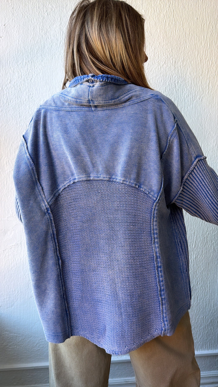 DOORBUSTER: Cable Knit Cardigan,  Washed Blue
