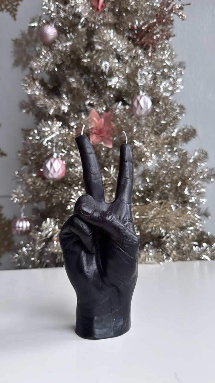Hand Gesture Candle, Peace Black
