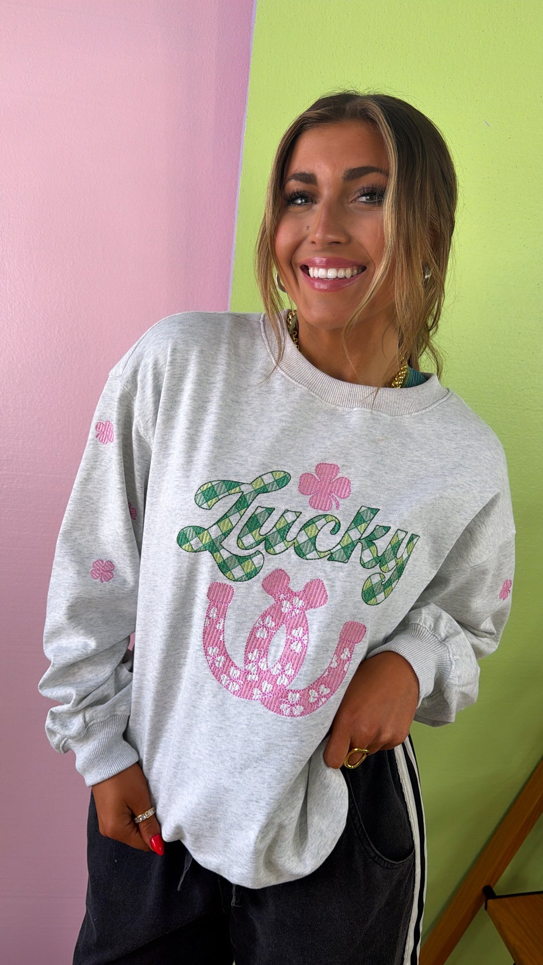 Clover Club Crewneck, H.Grey