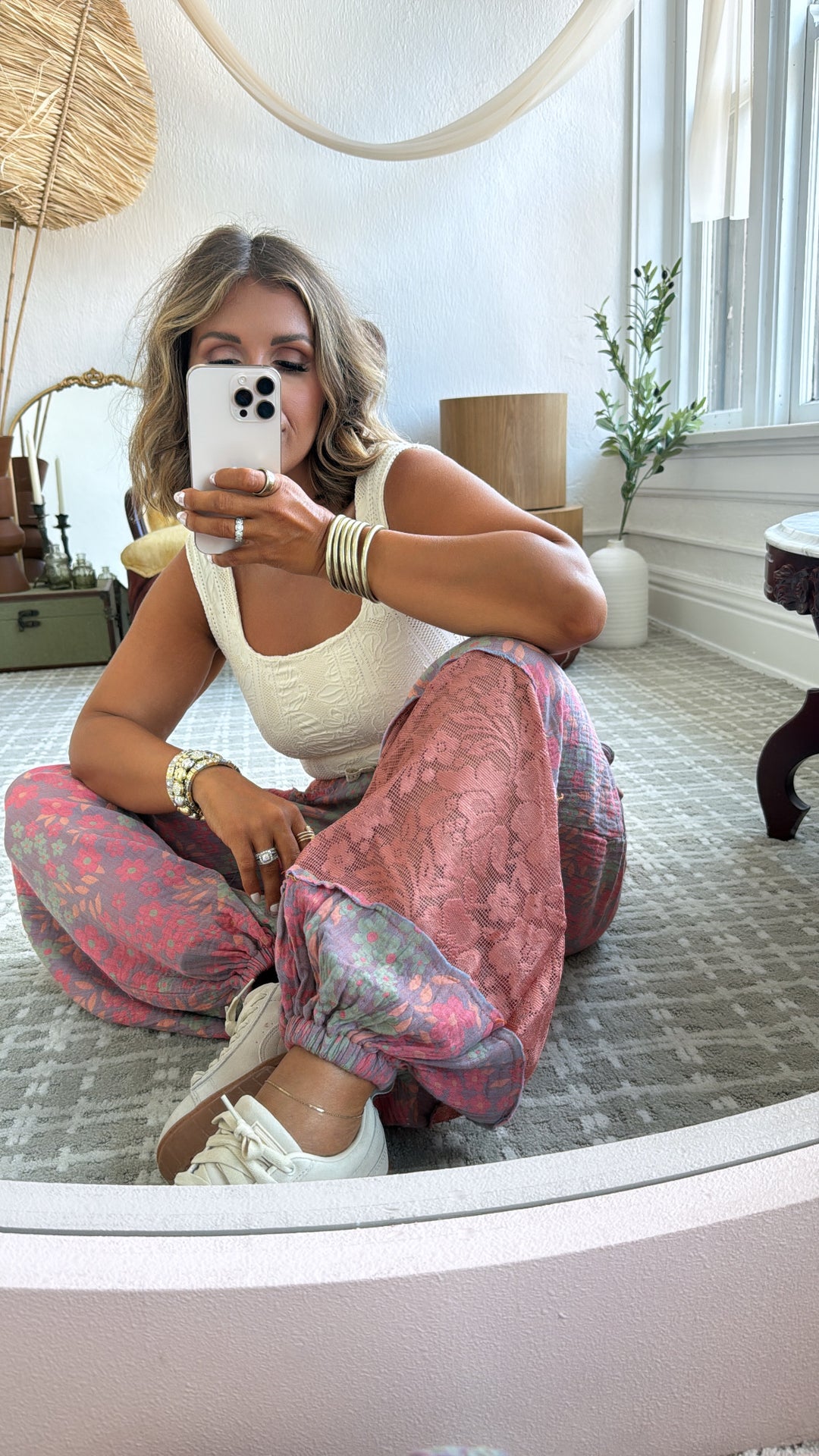 New Wave Floral Boho Jogger, Lavender/Coral