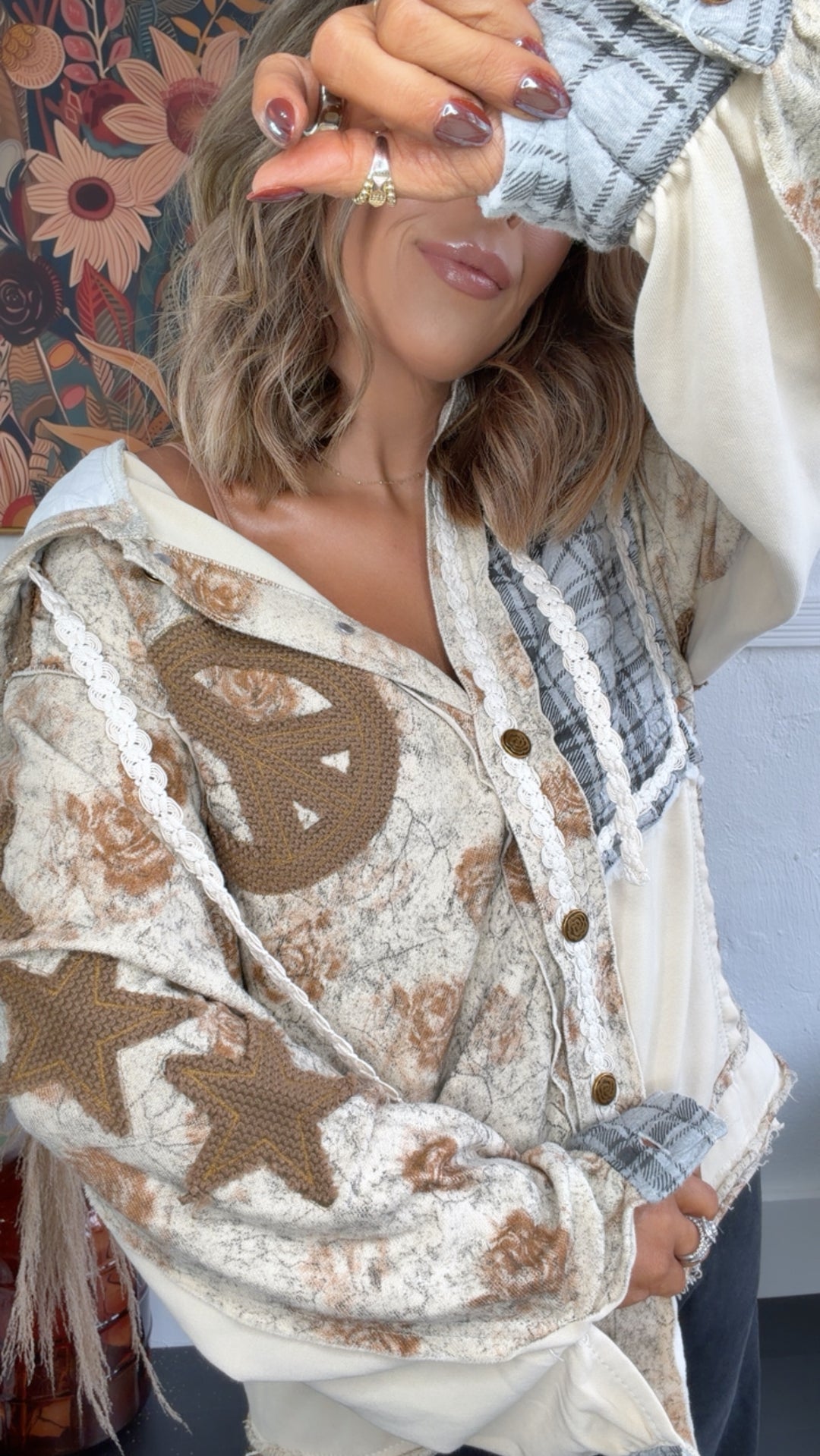 Golden Loom Patterned Jacket, Toasted Almond