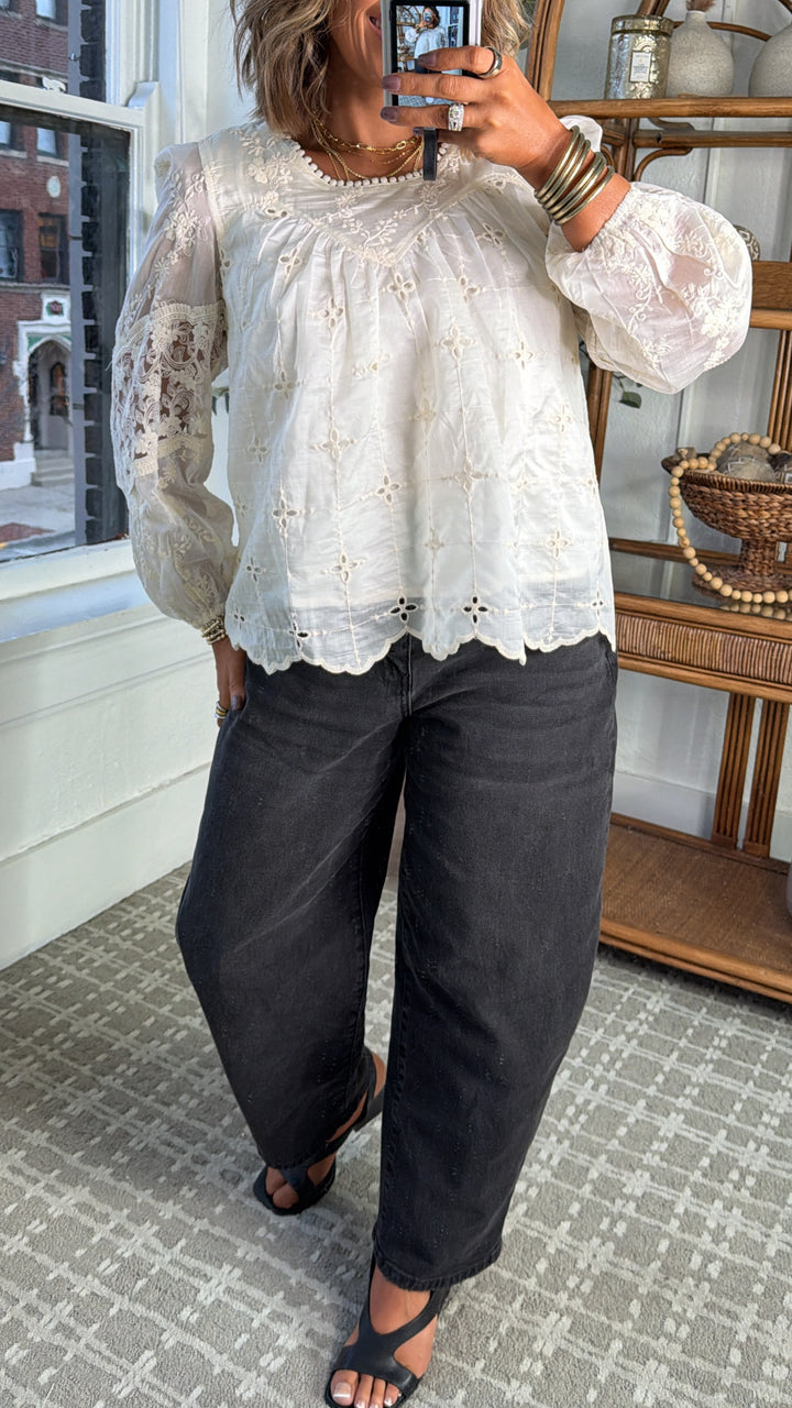 Clover Mix Top, Ecru