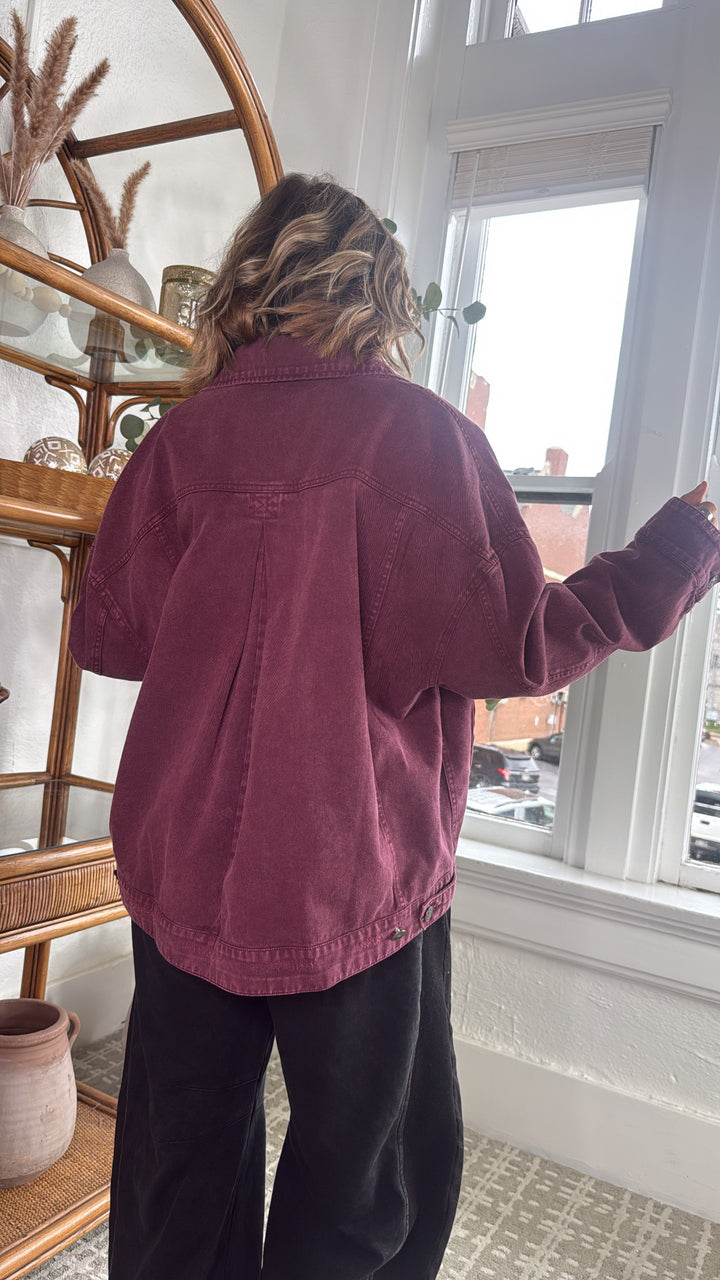 Wrens Button Up Jacket, Cherry Lacquer