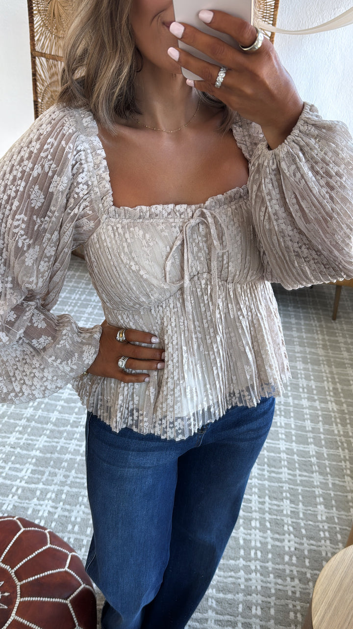 Sylvie Sweetheart Blouse, Taupe