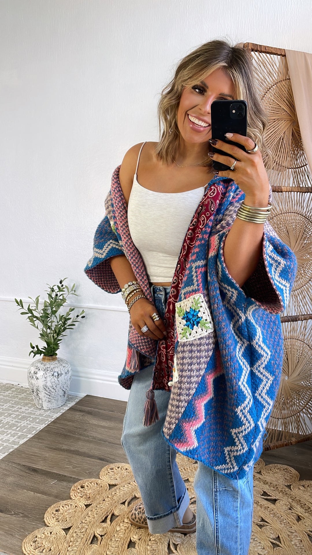 Sagebrush Knit Cardigan, Lapis Blue Multi