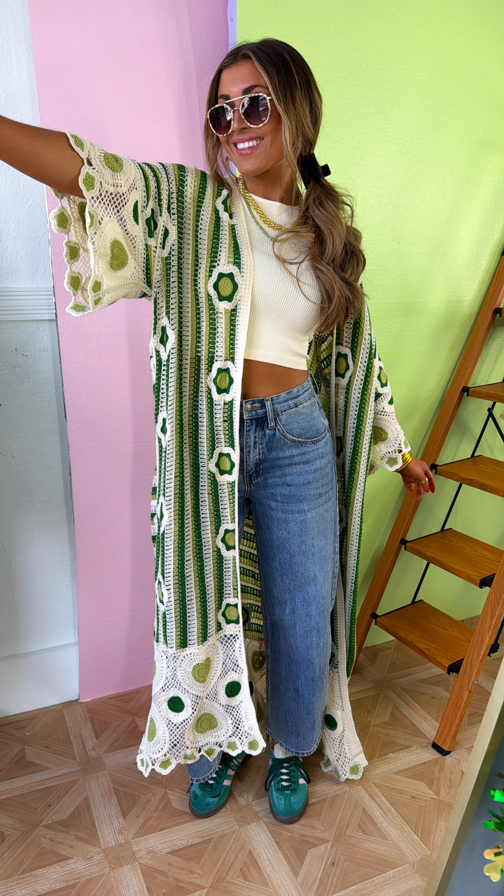 Lemon Lime Citrus Cardigan, Green Multi