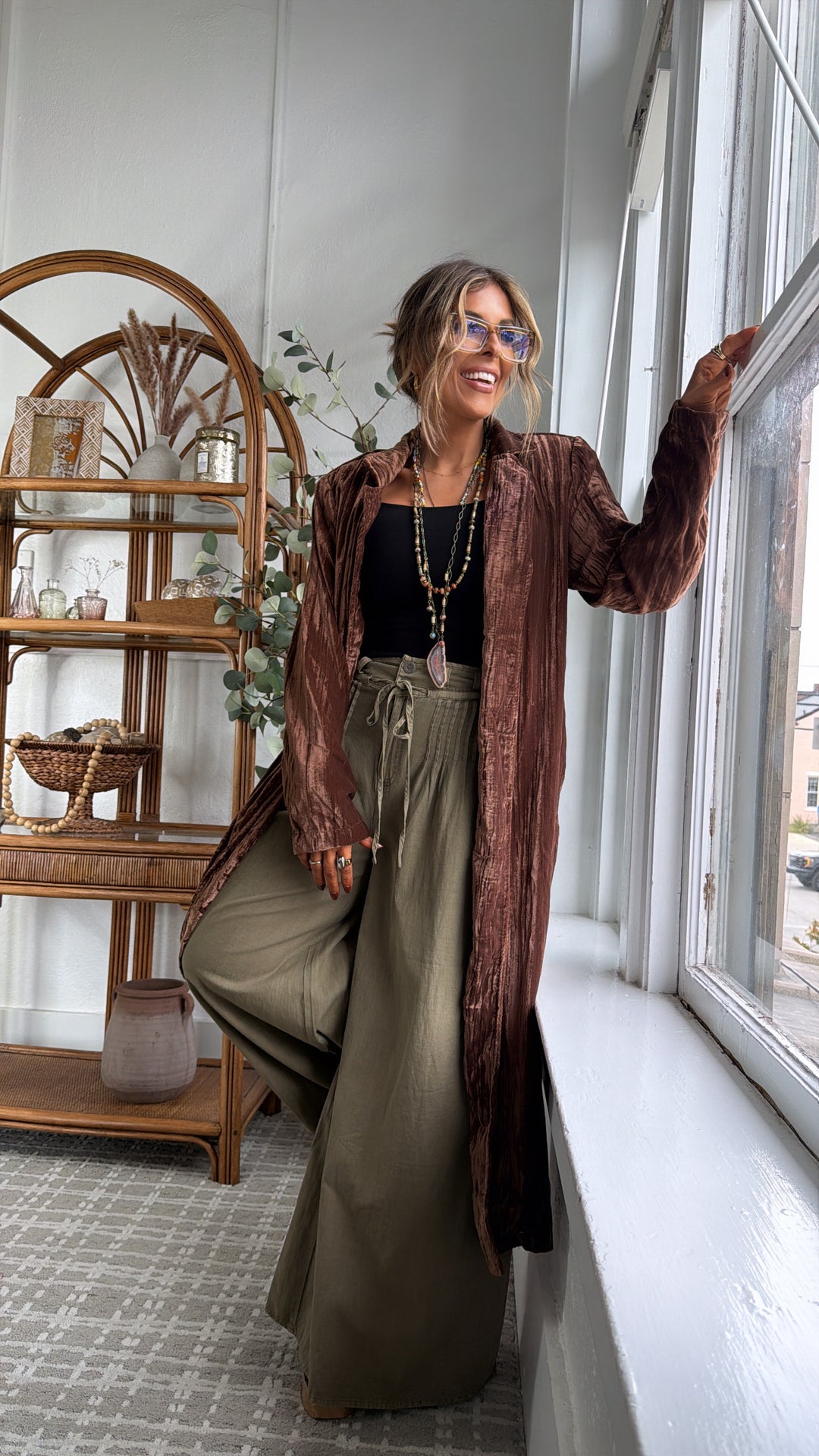 Vera Velvet Maxi Duster, Mocha